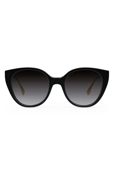 Shop Fendi The  Baguette 54mm Round Sunglasses In Shiny Black / Smoke Polarized