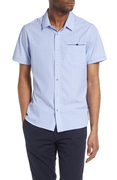 Shop 7 Diamonds Digital Dash Performance Short Sleeve Button-up Shirt In Blue/ White