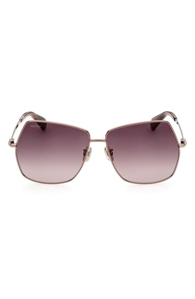 Shop Max Mara 61mm Geometric Sunglasses In Bronze Brown Crystal Pink