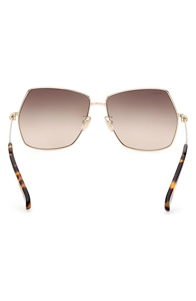Shop Max Mara 61mm Geometric Sunglasses In Shiny Gold Brown Tortiose