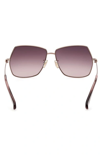 Shop Max Mara 61mm Geometric Sunglasses In Bronze Brown Crystal Pink
