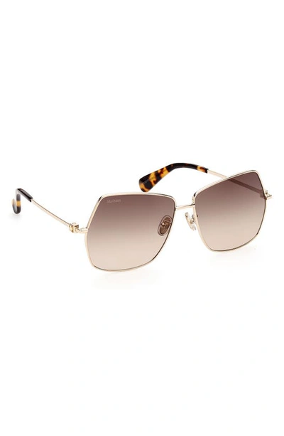 Shop Max Mara 61mm Geometric Sunglasses In Shiny Gold Brown Tortiose