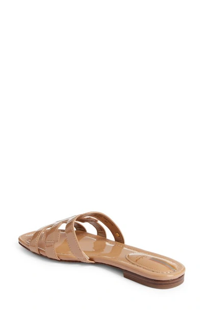 Shop Sam Edelman Bay Cutout Slide Sandal In Almond Patent Leather