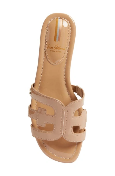 Shop Sam Edelman Bay Cutout Slide Sandal In Almond Patent Leather
