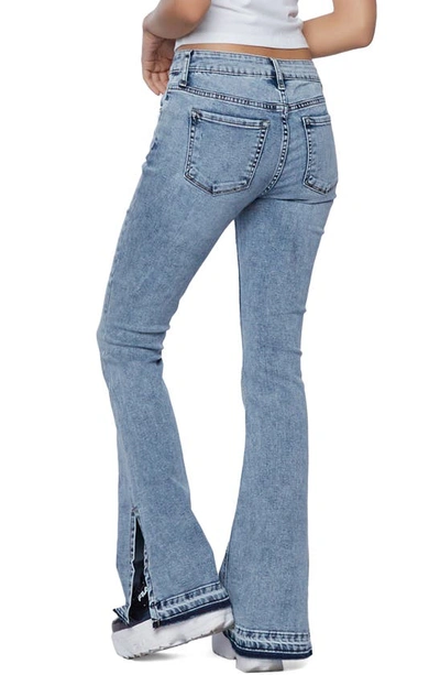 Shop Hint Of Blu Slim Fit Flare Leg Jeans In Fine Blue Light