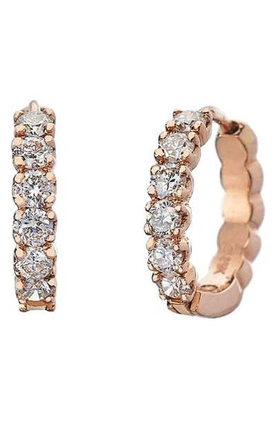 Shop Sethi Couture Zelda Diamond Huggie Earrings In 18k Rg