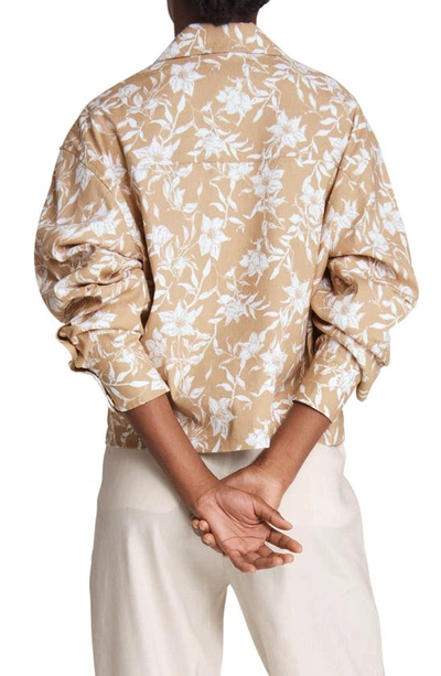 Shop Rag & Bone Jessie Floral Print Linen Blend Shirt Jacket In Beige Floral