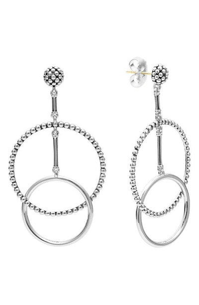 Lagos Caviar High Low Hoop Earrings In Silver