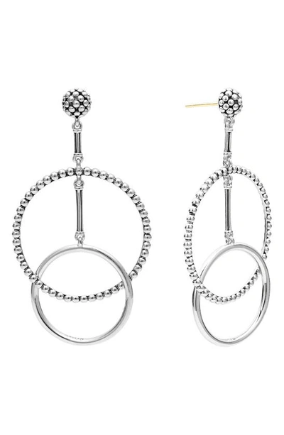 Lagos Caviar High Low Hoop Earrings In Silver