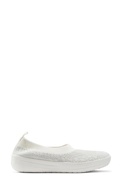 Shop Fitflop Uberknit Ballerina Flat In Cream/ Silver