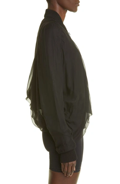Shop Rick Owens Flight Silk Bomber Jacket In Black