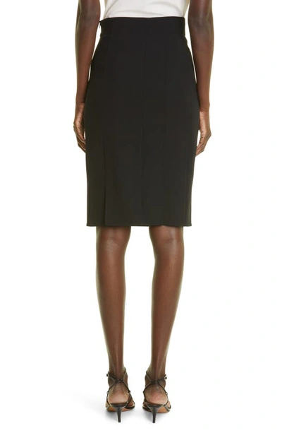 Akris Belted Wool Double-face Wrap Pencil Skirt In 009-black