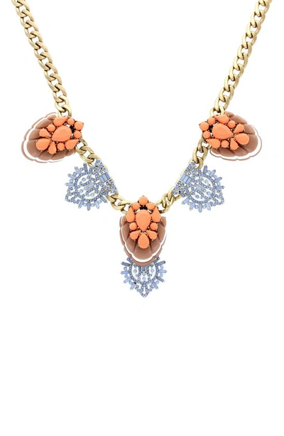 Shop Olivia Welles Zaria Deco Necklace In Burnished Gold / Coral