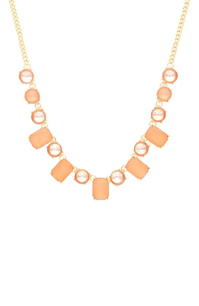 Shop Olivia Welles Peach Pockets Necklace In Gold / Peach