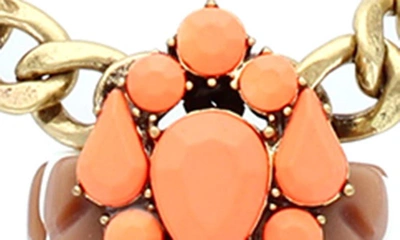 Shop Olivia Welles Zaria Deco Necklace In Burnished Gold / Coral