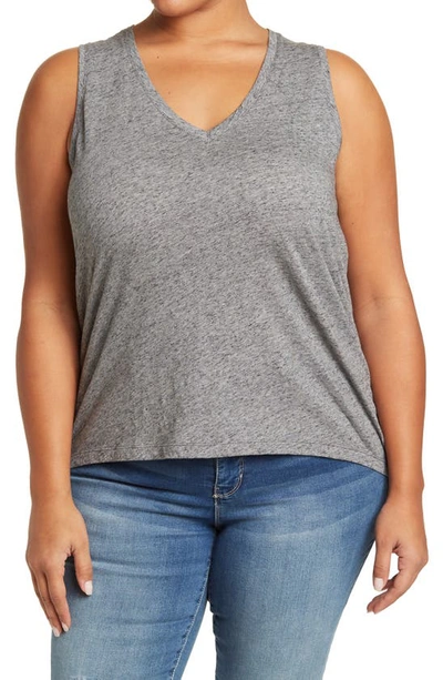 Madewell Whisper Cotton V-neck Tank In Heather Pewter