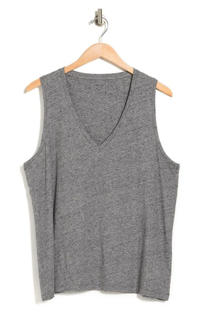 Madewell Whisper Cotton V-neck Tank In Heather Pewter