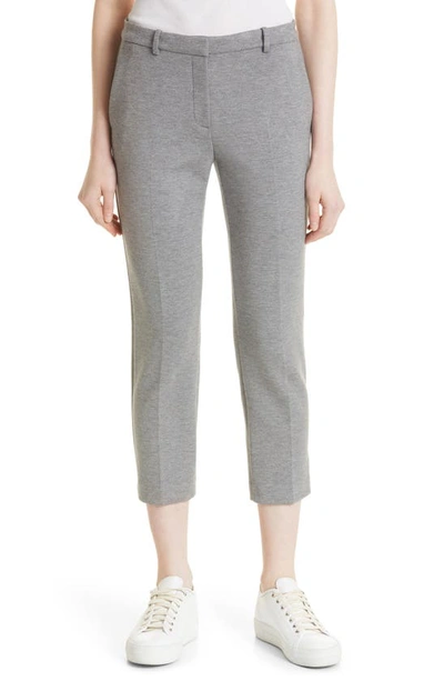 Shop Theory Treeca Double Knit Ankle Pants In Grey Mel/ Oat Mel