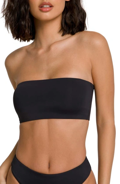 Shop Good American Better Band Strapless Reversible Swim Top In Black