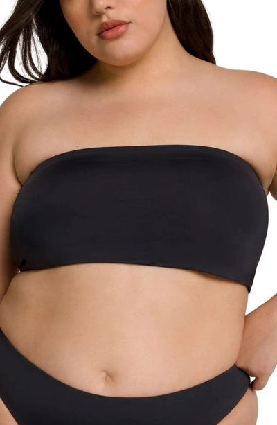 Shop Good American Better Band Strapless Reversible Swim Top In Black