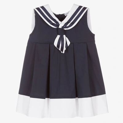 Shop Beatrice & George Girls Navy Blue Cotton Sailor Dress