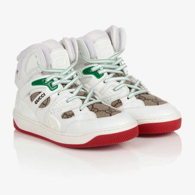 Shop Gucci Boys White High-top Trainers