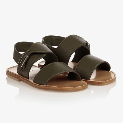 Shop Fendi Teen Green Leather Sandals