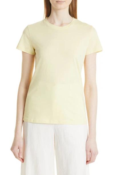 Shop Vince Essential Pima Cotton Crewneck Top In Pale Lemon