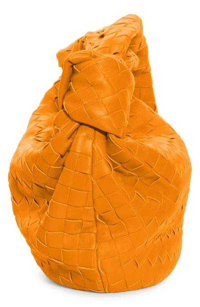 Shop Bottega Veneta Teen Jodie Intrecciato Leather Hobo In Tangerine-gold