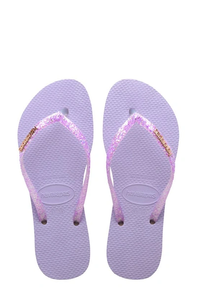 Shop Havaianas Glitter Flourish Flip Flop In Purple