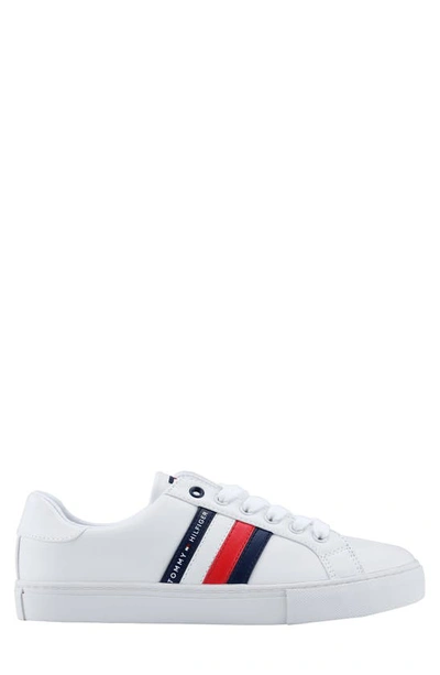Shop Tommy Hilfiger Lawson Logo Stripe Lace-up Sneaker In White Ll