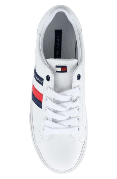 Shop Tommy Hilfiger Lawson Logo Stripe Lace-up Sneaker In White Ll