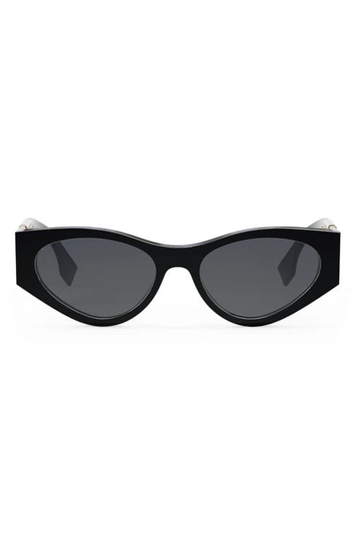 Shop Fendi The  O'lock 54mm Cat Eye Sunglasses In Shiny Black / Smoke