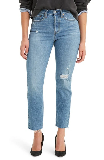Shop Levi's Wedgie Icon Fit High Waist Raw Hem Jeans In Jive Taps