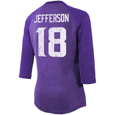 Shop Majestic Threads Justin Jefferson Purple Minnesota Vikings Player Name & Number Tri-blend 3/4-sleeve