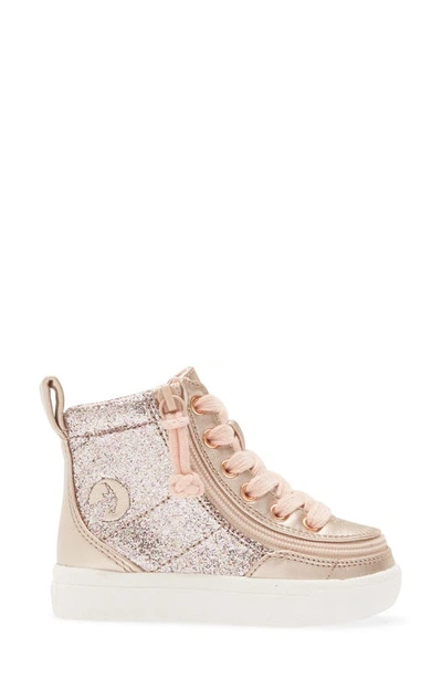 Shop Billy Footwear Kids' Classic Lace High Glitter High Top Sneaker In Rose Gold Unicorn