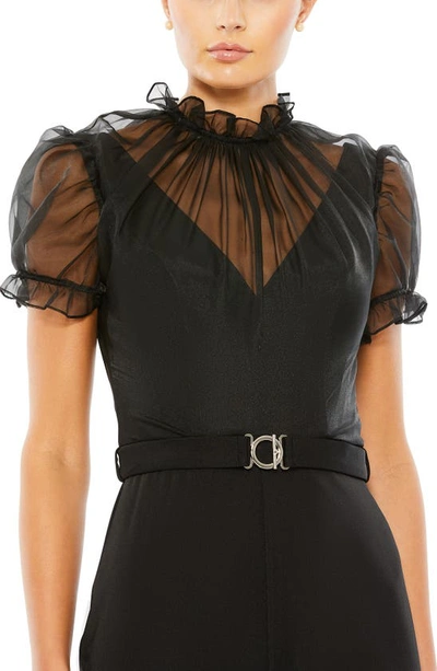 Shop Mac Duggal Illusion Belted Jumpsuit In Black