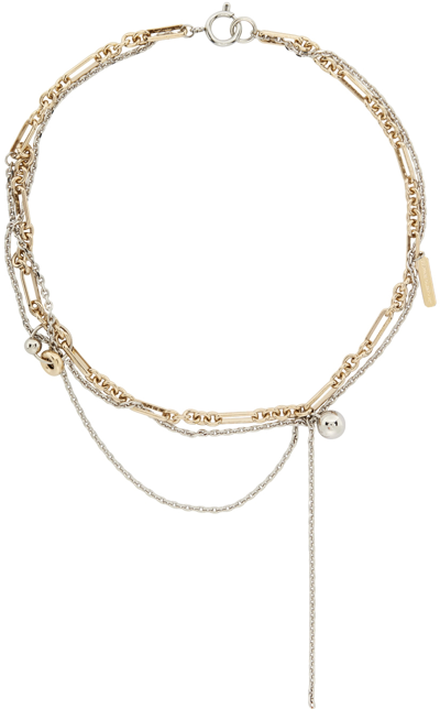 Shop Justine Clenquet Silver & Gold Rachel Necklace In Gold & Palladium