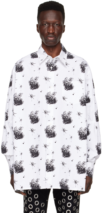 We11 Done White Rubber Band Shirt In White