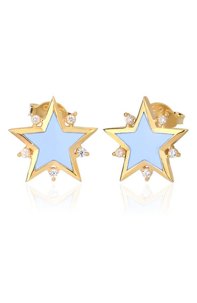 Shop Gab+cos Designs Periwinkle Starburst Studs In Gold