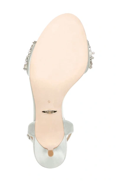 Shop Badgley Mischka Richelle Embellished Ankle Strap Sandal In Mint Satin