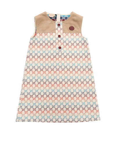 Shop Gucci Kids Gg Jacquard Sleeveless Dress In Multi