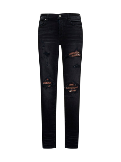 Shop Amiri Distressed Skinny Cut Jeans In Black