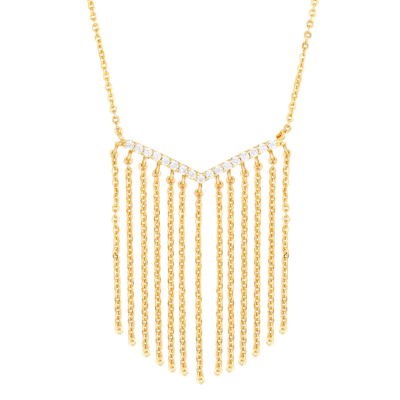 Shop Sole Du Soleil Lily Collection Women's 18k Yg Plated Chain Fringe Fashion Necklace In Yellow