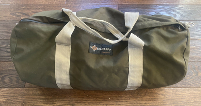 Pre-owned Eastpak Vtg 1980s  Duffel Bag 27x16 Usa Made Canvas Military Green