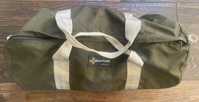 Pre-owned Eastpak Vtg 1980s  Duffel Bag 27x16 Usa Made Canvas Military Green