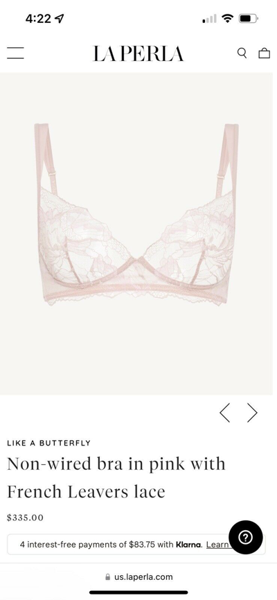 Non-wired bra in pink with French Leavers lace