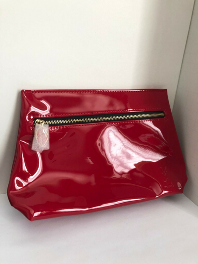 Pre-owned Saint Laurent Yves  Red Patent Leather Clutch Makeup Bag New