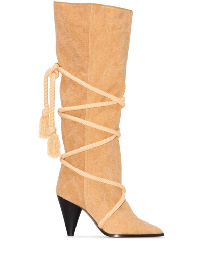 Shop Isabel Marant Lophie 90mm Rope-strap Boots In Neutrals