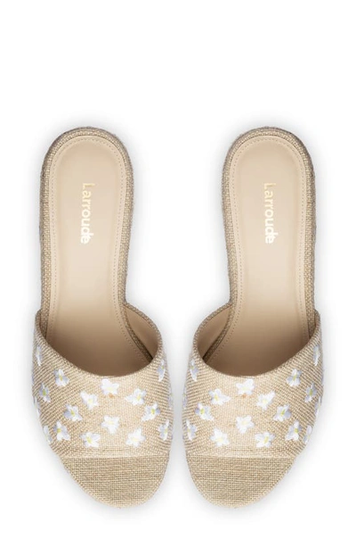Shop Larroude Embroidered Daisy Platform Clog In Raw
